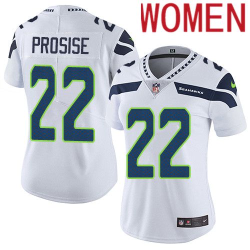 Women Seattle Seahawks #22 C. J. Prosise Nike White Vapor Limited NFL Jersey